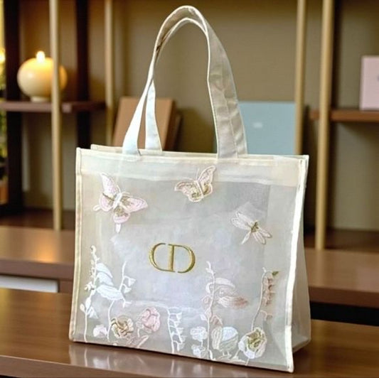 Dior Beauty Embroidered Butterflies and Dragonflies Tote Bag